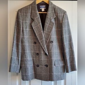 Vintage Pendleton Petite Houndstooth Double Breasted Wool Blazer, size 16